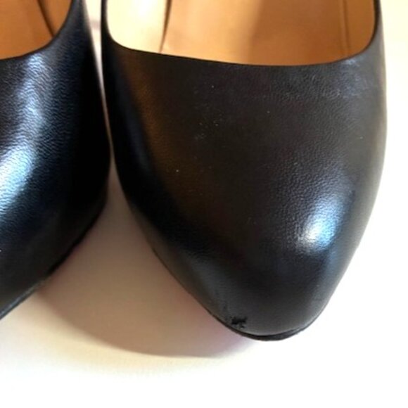 Christian Louboutin Black Leather Platform Round Toe Pump | 5" Heel | Sz 39 - Picture 9 of 16